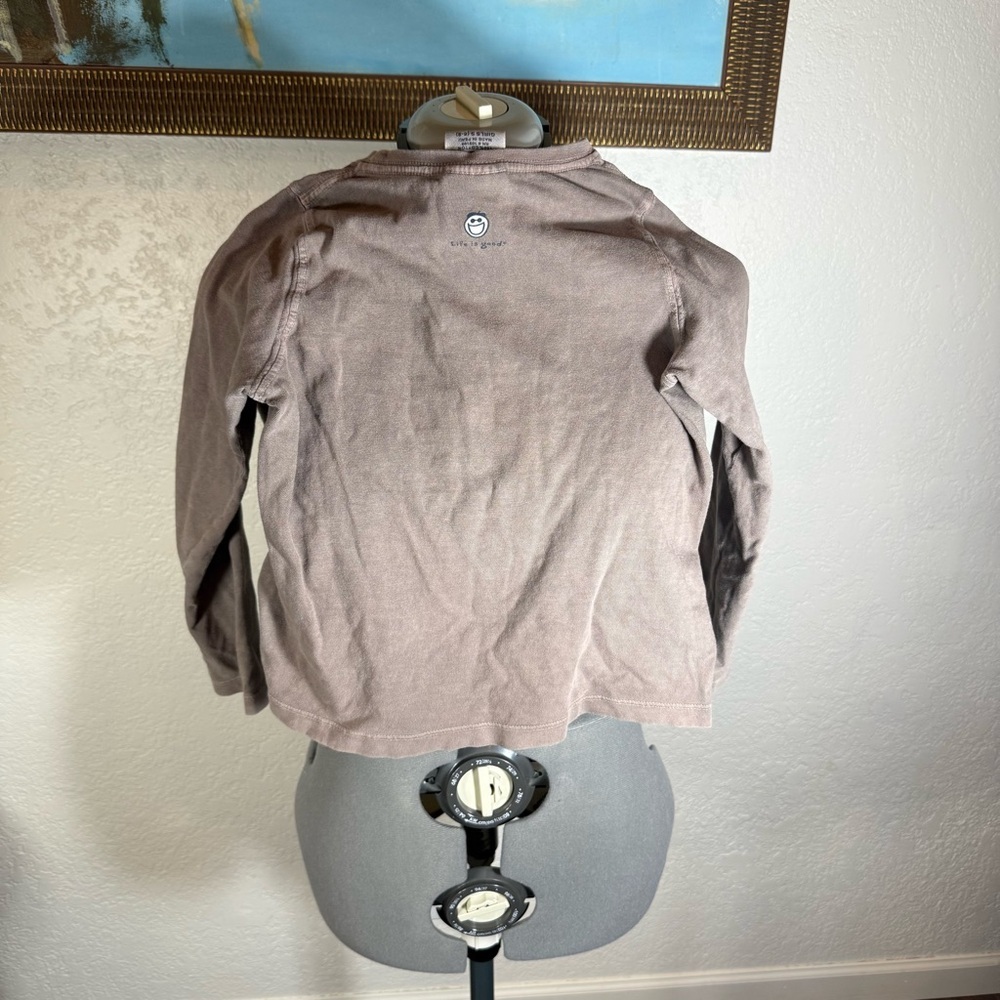 Life Is Good Kids Long Sleeve Shirt in Brown Be Frank Girls Small 6-8 - Picture 3 of 4